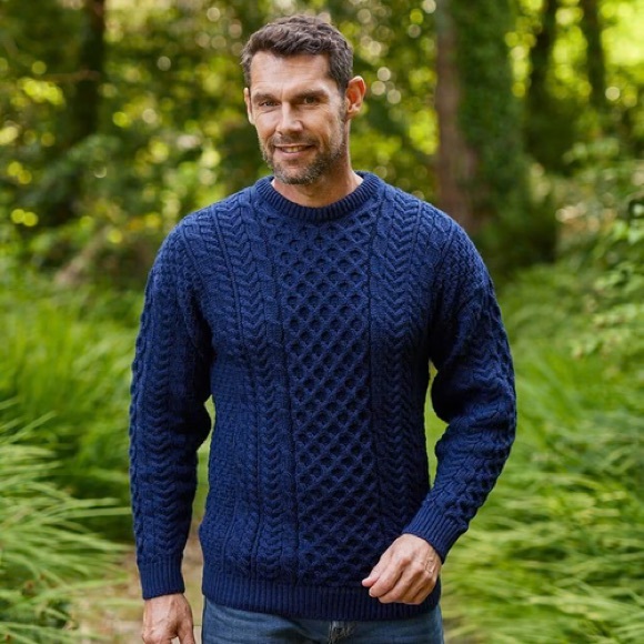 Traditional Crew Neck Aran Sweater - Picture 7 of 7